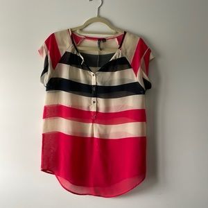 Striped sheer short sleeve shirt